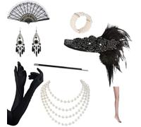 YIZITU 1920s Gatsbys Accessori Set Per Le Donne ruggenti anni '20 Accessori Flapper Costume Con 20s Fascia Collana Guanti Orecchino Grande Abbigliamento