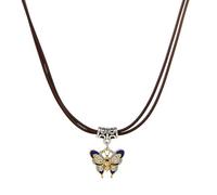 YIZITU 2023 Self-Made National Trend Black Beads All-Matched Farfalle Collana Retro National Collana Farfalle Collane per le donne