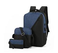 YIZITU 3pcs Nylon Laptop Zaino Set Scuola Con Borsa A Tracolla Astuccio Matita Ragazzi Zaini Da Viaggio Scuola Per Ragazzi, Blu, Bellezza di massa