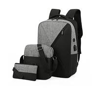 YIZITU 3pcs Nylon Laptop Zaino Set Scuola Con Borsa A Tracolla Astuccio Matita Ragazzi Zaini Da Viaggio Scuola Per Ragazzi, grigio, Bellezza di massa