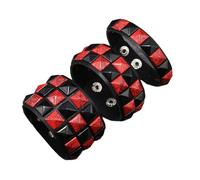 YIZITU 3Pcs PU Leather Rivets Bracelets Dark Square Studs Punk Design Wristlet Adjustable for Most Wrists Lightweight Feel Fashion Contrasting Rivets Leather