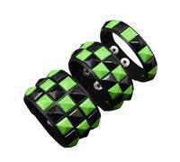 YIZITU 3Pcs PU Leather Rivets Bracelets Dark Square Studs Punk Design Wristlet Adjustable for Most Wrists Lightweight Feel Fashion Contrasting Rivets Leather