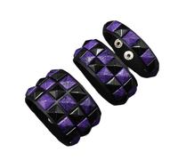 YIZITU 3Pcs PU Leather Rivets Bracelets Dark Square Studs Punk Design Wristlet Adjustable for Most Wrists Lightweight Feel Fashion Contrasting Rivets Leather