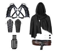 YIZITU Accessori per costume medievale da soldato cavalleresco con bretelle in pelle mantello e vestito essenziale da battaglia per eventi a tema