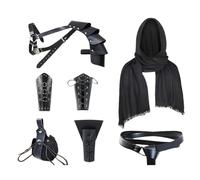 YIZITU Accessori per costume medievale da soldato cavalleresco con bretelle in pelle mantello e vestito essenziale da battaglia per eventi a tema