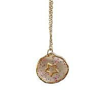 YIZITU Alla moda Celestiali Ciondolo Clavicola Catena Trasparenti Sole Luna Stella Amore Della Collana di Fascino Accessori Trasparenza Vetro Stampa Celestiali Gioielli Di Fascino, Misura unica, come