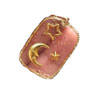 YIZITU Alla moda Celestiali Ciondolo Clavicola Catena Trasparenti Sole Luna Stella Amore Della Collana di Fascino Accessori Trasparenza Vetro Stampa Celestiali Gioielli Di Fascino, Misura unica, come