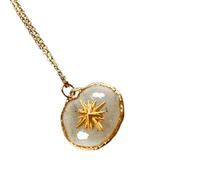 YIZITU Alla moda Celestiali Ciondolo Clavicola Catena Trasparenti Sole Luna Stella Amore Della Collana di Fascino Accessori Trasparenza Vetro Stampa Celestiali Gioielli Di Fascino, Misura unica, come