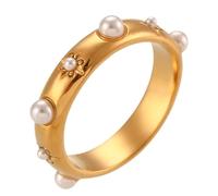 YIZITU Anelli per feste a mano, anelli in metallo unici che offrono un look alla moda per coloro che abbracciano l'individualità gioielli alla moda, Inlaid with pearls, come descritto, come descritto