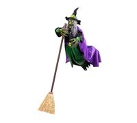 YIZITU Animato Volo Strega Ornamento Con Tocco Suono Attivato Scultura Horror Per Interni ed Esterni Displays Halloween Strega Volante Decori di Halloween