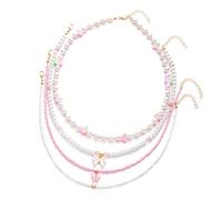 YIZITU Bella collana con perline a forma di fragola con multistrato realizzata a mano con materiali robusti per donne perle e collana in lega, necklace, come descritto, come descritto