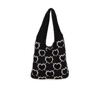 YIZITU Borsa a tracolla alla moda di grande capacità della borsa dell'uncinetto della maglia dell'annata per le donne singola, Nero , One Size