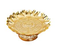 YIZITU Cerimoniale A Piede Oro con Loto Che Offrono Vassoio per Templi Alti Domestici Servizio Decorativo in Lega