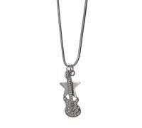 YIZITU Collana con ciondolo a forma di stella di chitarra esagerata in metallo per le donne unisex gioielli hip-hop punk maglione catena chitarra collana in acciaio inossidabile