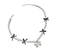 YIZITU Collana di perline unica con un delicato fiocco artigianale per donne alla moda cercano gioielli belli ed eleganti accessori collana stile dolce, Misura unica, come descritto, come descritto