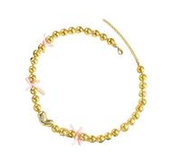 YIZITU Collana di perline unica con un delicato fiocco artigianale per donne alla moda cercano gioielli belli ed eleganti accessori collana stile dolce, Misura unica, come descritto, come descritto