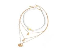 YIZITU Collana regolabile con conchiglie da spiaggia per le donne morbide perline in ceramica multistrato collana gioielli delicati sulla pelle, Misura unica, come descritto, Nessuna pietra preziosa