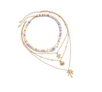 YIZITU Collana regolabile con conchiglie da spiaggia per le donne morbide perline in ceramica multistrato collana gioielli delicati sulla pelle, Misura unica, come descritto, Nessuna pietra preziosa