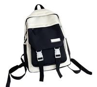 YIZITU Colore a contrasto Piccolo Zaino Per Le Donne Studente Schoolbag Fashion Travel Casual College Book Bag Zip Daypack Contrasto Colore Nylon Zaino, Nero