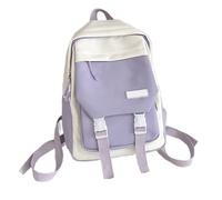 YIZITU Colore a contrasto Piccolo Zaino Per Le Donne Studente Schoolbag Fashion Travel Casual College Book Bag Zip Daypack Contrasto Colore Nylon Zaino, Viola chiaro