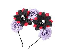 YIZITU Day Of The Dead Fascia Costume Rose Flower Corone Skull Fascia Halloween Tiaras E Corone Goth Corone Fascia