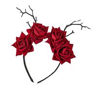 YIZITU Day Of The Dead Fascia Costume Rose Flower Corone Skull Fascia Halloween Tiaras E Corone Goth Corone Fascia