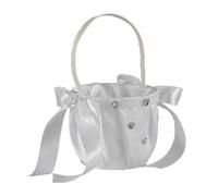 YIZITU Decorative Plastic Fabric Petal Scattering Basket With Detachable Lace Bows For Bridal Wedding Lace Bows Flower Basket