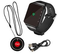 YIZITU Dispositivo Polso Allarme Ricaricabile per L'utilizzo Ospedale Chiamata Sistemi Cercapersone Watch Ricevitore Nurse Chiama Bracciale Notification Device