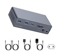 YIZITU Docking Switcher KVM 4K60Hz per Controllo Multiplo della Piattaforma con USB C 3.2 10 Gbps E Schede Memoria Slot USB C Switcher Double Monitor