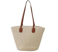 YIZITU Elegante borsa di paglia per le donne, alla moda, borsa a tracolla da spiaggia, ideale per shopping in città e vacanze, borsa in tessuto naturale, A, One Size
