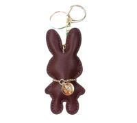YIZITU Elegante ciondolo portachiavi a forma di coniglio, in pelle artificiale, ornamento versatile, accessorio per borsa a forma di animale, elegante ciondolo per borsa, Marrone scuro, Taglia unica