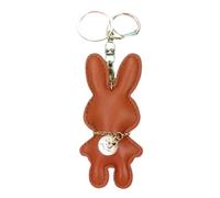YIZITU Elegante ciondolo portachiavi a forma di coniglio, in pelle artificiale, ornamento versatile, accessorio per borsa a forma di animale, elegante ciondolo per borsa, Marrone chiaro, Taglia unica