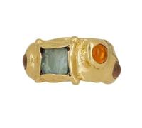YIZITU Eleganti anelli di colore oro per le donne distintivi anelli da donna con strass vivaci in una pietra multicolore stile vintage, lake blue, come descritto, come descritto