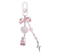 YIZITU Fashion Bear Bowknot Bead Pendant Phone Straps Lanyard Pocket Keychain Strap Backpack Charm Car Key Decoration Chain