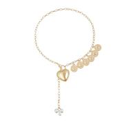 YIZITU Fashion Forward Collana con ciondolo a forma di moneta a forma di cuore misto in lega robusta regalo gioielli amore esagerato catena monili alla moda accenti misti catena clavicola