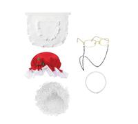 YIZITU Mrs. Clause Cappello di Babbo Natale Capelli Occhiali Collana Grembiule Set Santa Cosplay Costume per Bambini Ragazza Donne Natale Compleanno