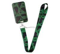 YIZITU Multifunctional ABS Plastic Clear Card Sleeve with Lanyard Featuring Artwork for Bus Pass Keychain Attachment Colorful Card Sleeve Organizers