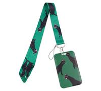 YIZITU Multifunctional ABS Plastic Clear Card Sleeve with Lanyard Featuring Artwork for Bus Pass Keychain Attachment Colorful Card Sleeve Organizers