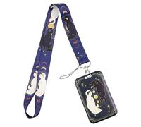 YIZITU Multifunctional ABS Plastic Clear Card Sleeve with Lanyard Featuring Artwork for Bus Pass Keychain Attachment Colorful Card Sleeve Organizers