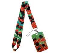 YIZITU Multifunctional ABS Plastic Clear Card Sleeve with Lanyard Featuring Artwork for Bus Pass Keychain Attachment Colorful Card Sleeve Organizers