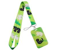 YIZITU Multifunctional ABS Plastic Clear Card Sleeve with Lanyard Featuring Artwork for Bus Pass Keychain Attachment Colorful Card Sleeve Organizers