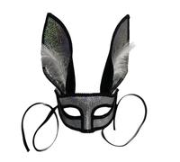 YIZITU Mystical Conigli Orecchio Eyemask Per Adulto Unisex Masquerade Mezza Faccia Per Halloween Cosplay Costume Accessorio