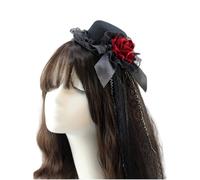 YIZITU Orecchie di coniglio pelose fatte a mano Piccolo cappello di pizzo ornamento per capelli per le donne gioco di ruolo copricapo accessori costume anime