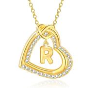 YIZITU Personalizza la collana con ciondolo a forma di cuore con zirconi scintillanti per donne e coppie alla moda abbigliamento casual gioielli da donna alla moda, C, come descritto, come descritto