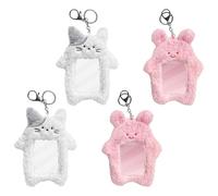 YIZITU Photo Sleeve Plastic Photocard Clear Student Card Idol Photo Holder with Keychain Badges Holder Colorful Anti Scan Card Protector