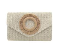 YIZITU Pochette in paglia Borsa per le donne Borsa a tracolla Estati Spiaggia Borse a tracolla Busta Portafoglio Borse da sera in tessuto Regali Borsa da spiaggia, bianco, One Size
