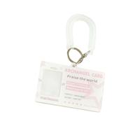 YIZITU Porta carte in acrilico con design ala d'angelo per foto da 1 pollice con pratico cordino e portachiavi portatile porta carte accessorio per badge