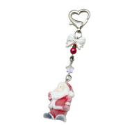 YIZITU Portachiavi alla moda con Babbo Natale floccato con stella fiocco morbido peluche accessorio per borse e telefoni