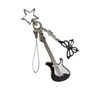 YIZITU Portachiavi con ciondolo a forma di chitarra elettrica, a forma di farfalla, con fibbia a stella, strumento musicale, decorazione per telefono per gli amanti della musica