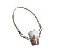 YIZITU Portachiavi in resina a forma di tè al latte perlato, accessorio sicuro per la creazione di gioielli e portachiavi, decorazione portatile per borse, Misura unica, come descritto, come descritto